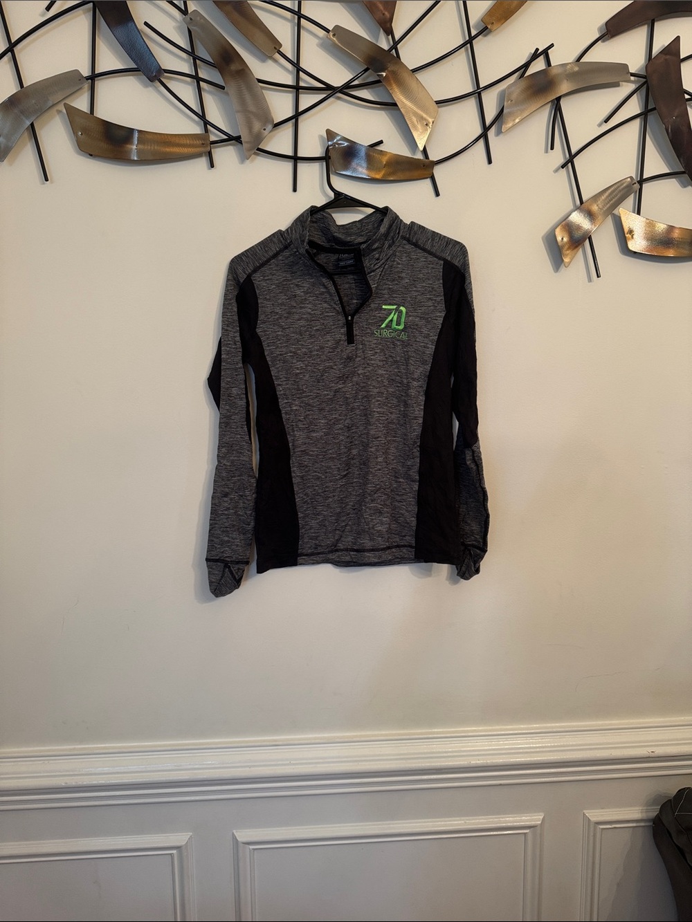 Storm Gray & Black Quarter-Zip Pullover with Green Logo